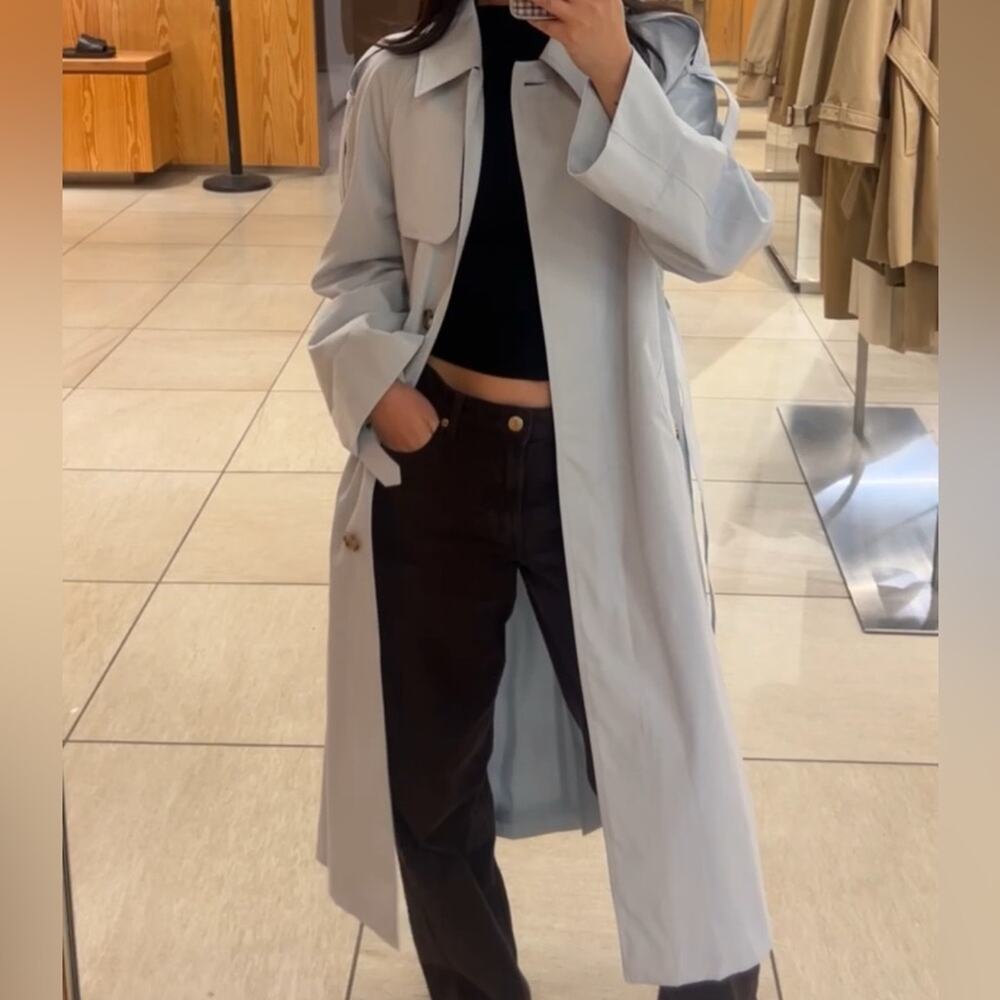 Sale ends 3/25 Burberry baby blue long Trench Coat US6 - Picture 6 of 11